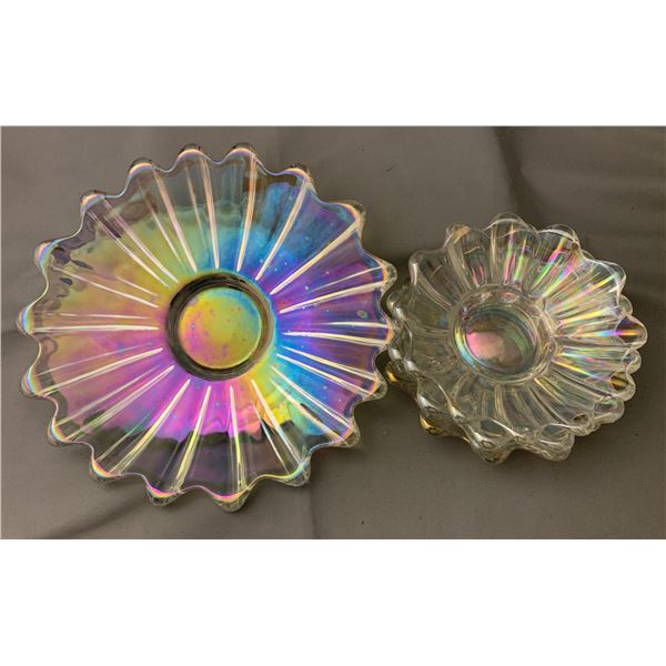 Indiana Carnival Glass Starburst 5-Piece Plate Serving Set #1 - Master and (4) Small Plates