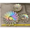 Image 3 : Indiana Carnival Glass Starburst 5-Piece Plate Serving Set #1 - Master and (4) Small Plates