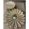 Image 1 : Indiana Carnival Glass Starburst 5-Piece Plate Serving Set #2 - Master and (4) Small Plates