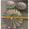 Image 2 : Indiana Carnival Glass Starburst 5-Piece Plate Serving Set #2 - Master and (4) Small Plates