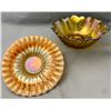 Image 1 : (2) Carnival Glass Pieces - Dugan Peach Opal Smooth Rays CRE Plate, Indiana Glass Sunflower Bowl