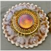 Image 6 : (2) Carnival Glass Pieces - Dugan Peach Opal Smooth Rays CRE Plate, Indiana Glass Sunflower Bowl