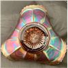 Image 2 : Fenton Carnival Glass Amethyst Peacock Tail 3-Sides Up Dish - Rare, Circa 1907