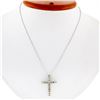Image 5 : New 14k White Gold 1.52 ctw Fancy Colored Round Diamond Cross Pendant Necklace