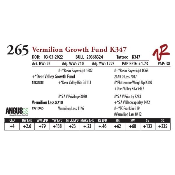 VERMILION GROWTH FUND K347