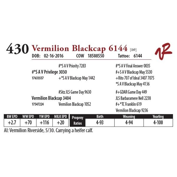 VERMILION BLACKCAP 6144