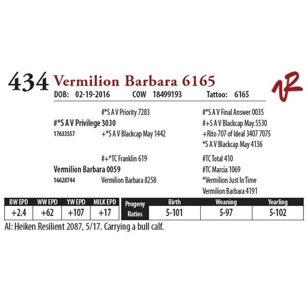 VERMILION BARBARA 6165