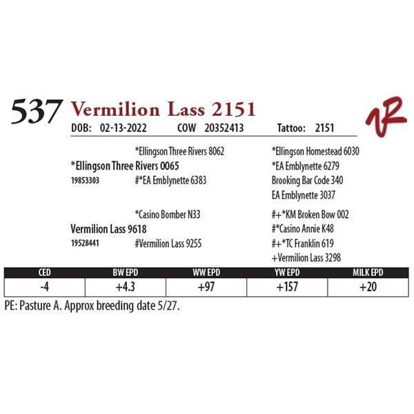 VERMILION LASS 2151