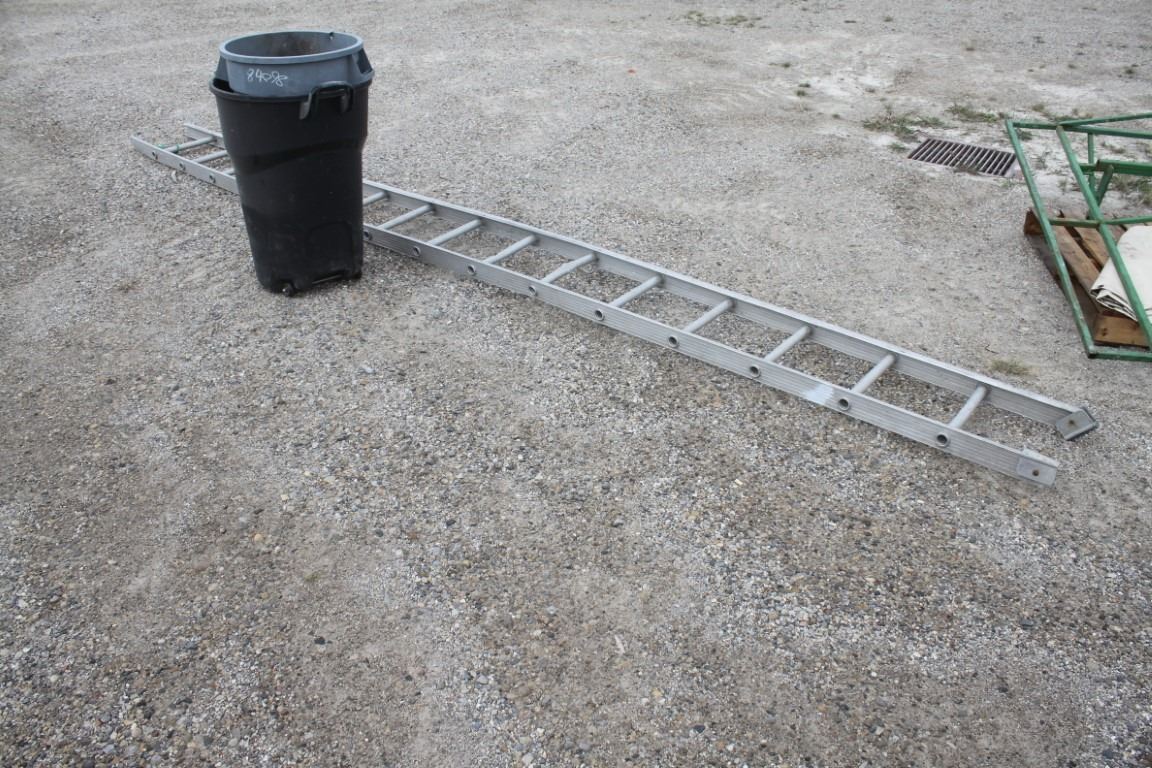 Unknown 2 garbage cans and 1 aluminum ladder(for scrap, broken rung)
