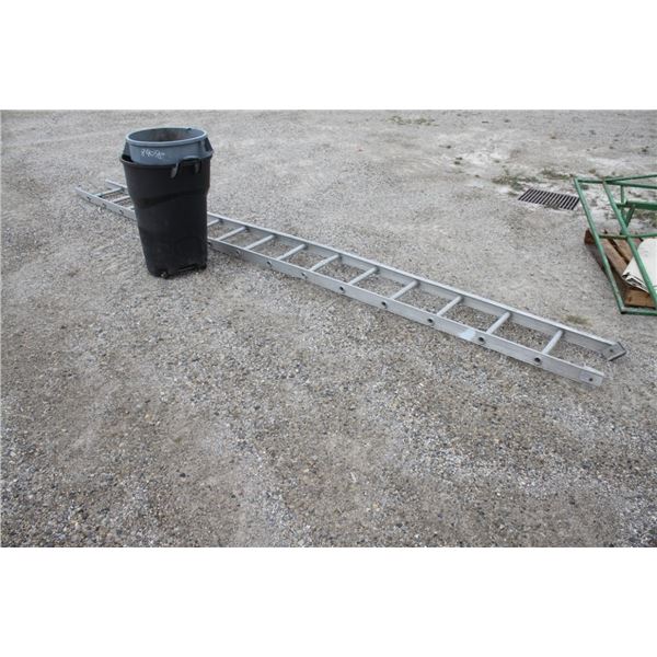 Unknown 2 garbage cans and 1 aluminum ladder(for scrap, broken rung)