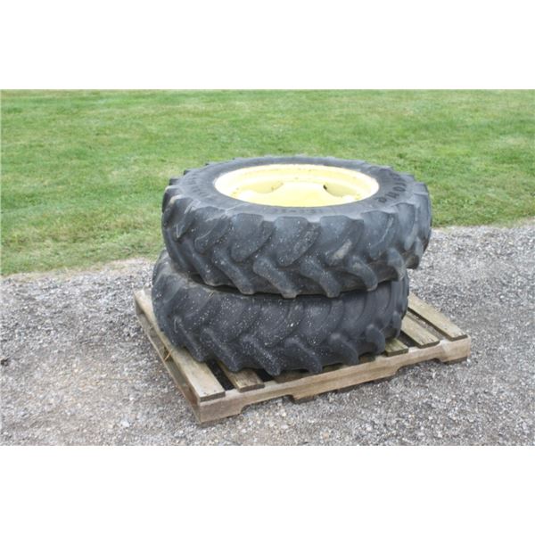 JD pair of 12.4-24 tires on rims