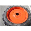 Image 3 : Firestone Pair of 9.5-32 tires on 6 bolt steel Kubota OEM rim, 100% tread, 5 1/4" pilot, 6 3/4" bolt