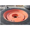 Image 3 : Nokian Set of 2, 480/80R34 tires on cast centers rim to fit Kubota M6 tractors