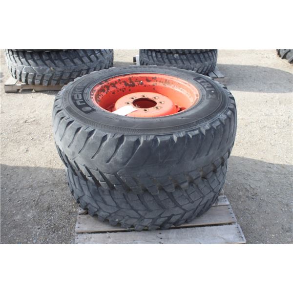 Nokian set of 2, 360/80R24 tires on steel centers rim to fit Kubota M6 tractors