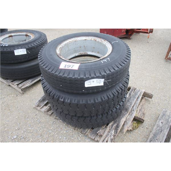 Bridgestone set of 3, 9.00-20 tires and rims