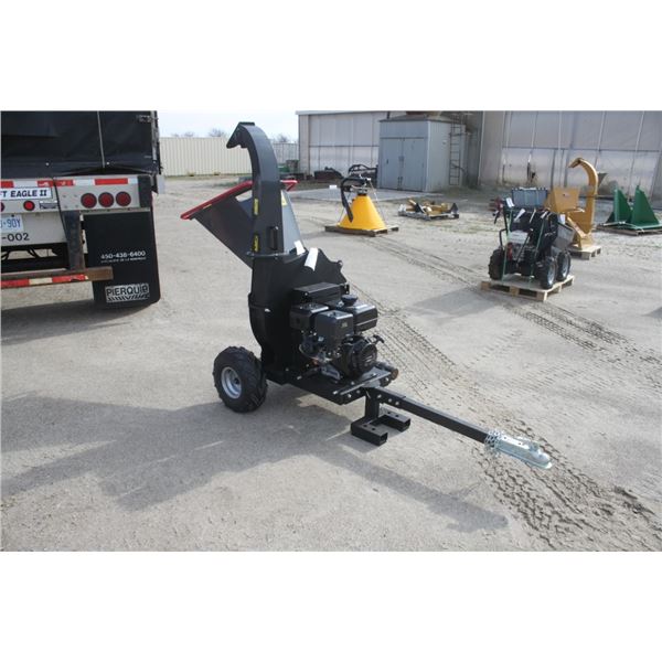 Unknown wood chipper, trailer mounted, engine