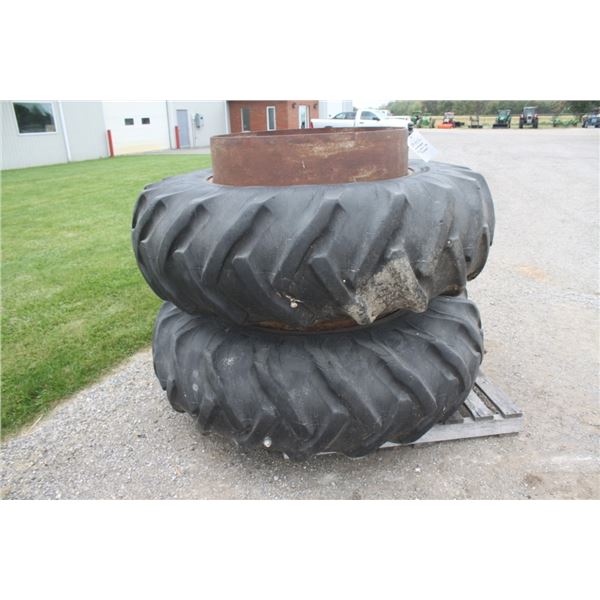 Goodyear set of 2, 20.8x38 T-rail duals, 50%, hardware