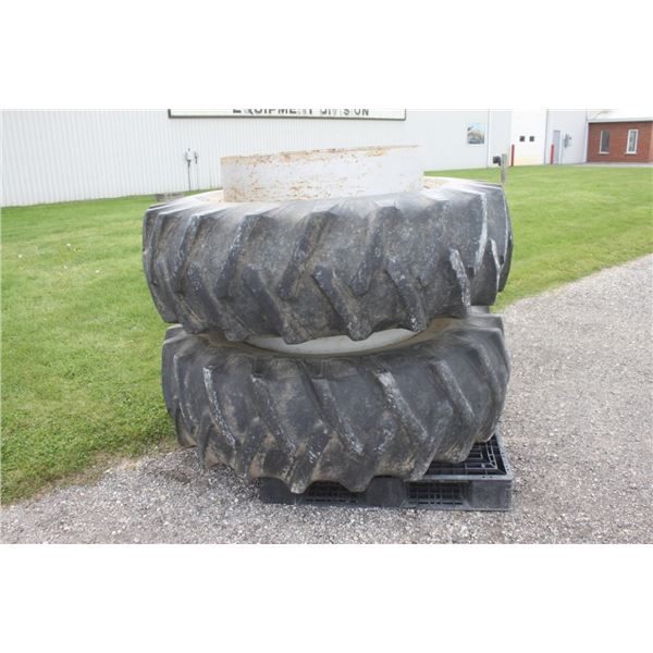 Firestone pair of 2, 20.8-38 T_Rail snap on duals, hardware