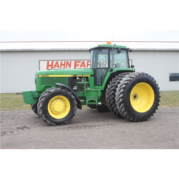 JD 4560 4wd tractor, cab, air, powershift, 3 remotes, 20.8x42 axle duals, 6743 hours