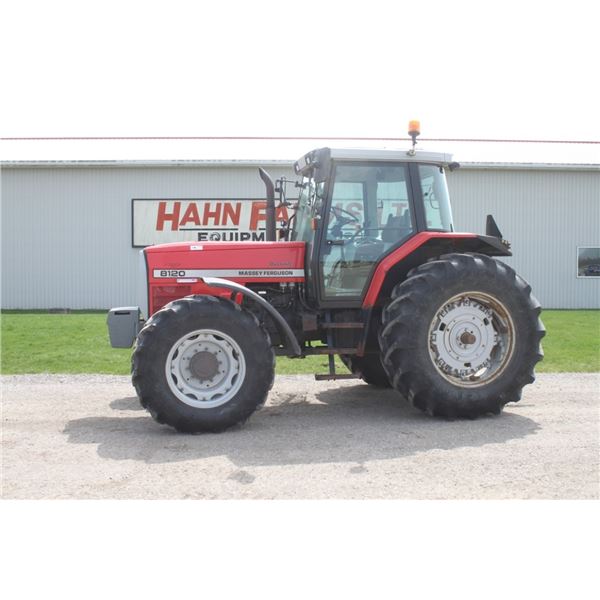 MF 8120 4wd tractor, cab, air, dynashift, 3 remotes, 20.8x38,10 front weights,  2323 hours, local co