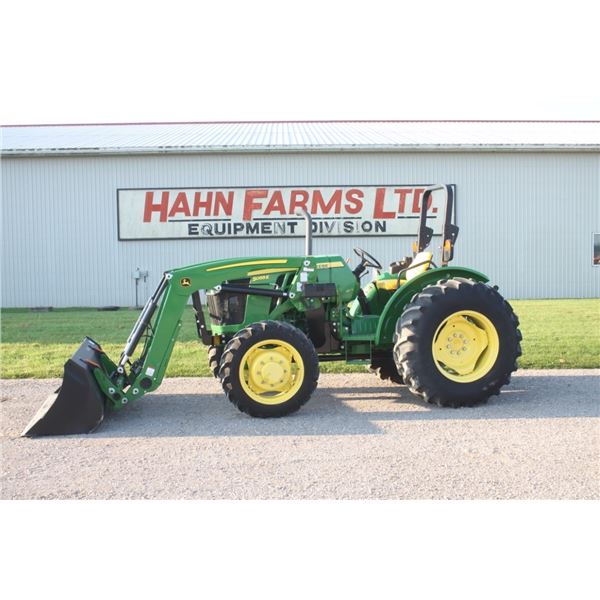 2017 JD 5055E 4wd tractor, rops, PowrReverser, 16.9x28, new Alo X3 ...