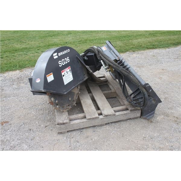 Bradco SG26 stump grinder, skidsteer coupler, 26" wheel