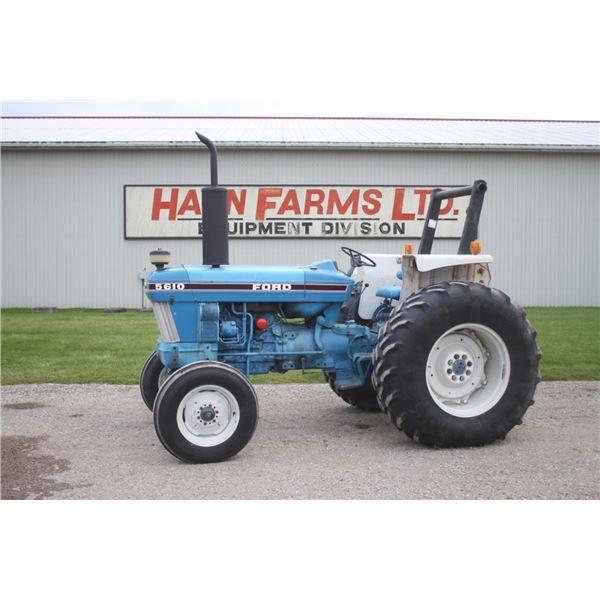 Ford 5610 2wd tractor, rops, dual power, 1 remotes, 18.4-30, 4822 hours