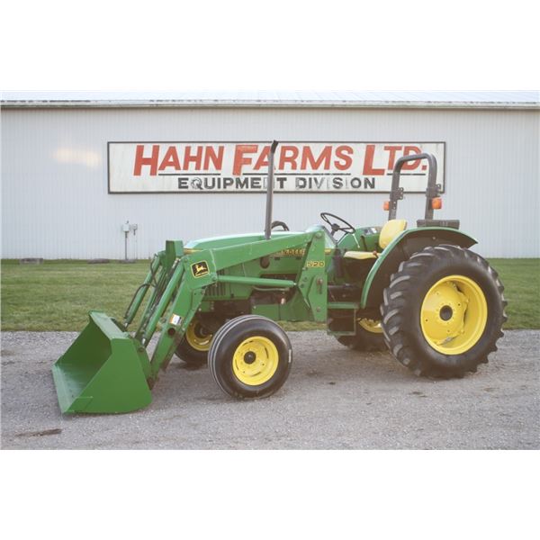 JD 5300 2wd tractor, rops, 520 loader, 14.9x28, 2 remotes, 1,100 hours, one owner, local unit