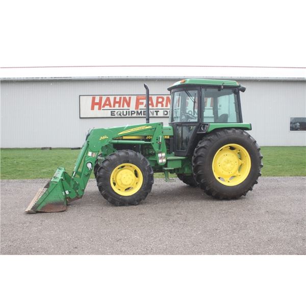 JD 2555 4wd tractor, cab, air, hi-lo, JD 542 loader, 2 remotes, 18.4x34, 3894 hours