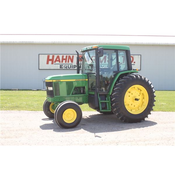 JD 6410 2wd tractor, cab, air, power quad, 2 remotes, 18.4x38, R&P axle, rear wiper, air seat, buddy