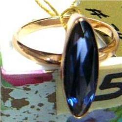 14k Gold Blue Stone Ring, Elegant (74)