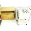 Image 1 : Lot of 3 office carts: 2 rolling files & small oak cabinet