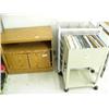 Image 2 : Lot of 3 office carts: 2 rolling files & small oak cabinet