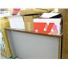 Image 2 : Wood laminate counter with assorted office supplies