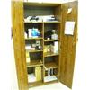 Image 3 : Wooden storage cabinet with assorted office supplies