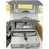 Image 2 : Wooden roll around work table with Pocket/Pouch Laminator, S/N 6161 & (2) Robbie P138 cordless heat 