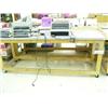 Image 1 : Wooden Roll around work table with Electric IBICO binder machine EPK 21 S/N 1534 & (2) Rhin-o-tuff e