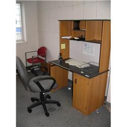 Upstairs to left Office: office chairs, desk, file cabinet, vacuum