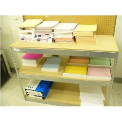 Metal shelf with paper