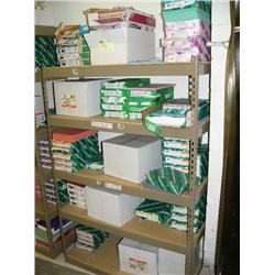 Metal shelf with paper