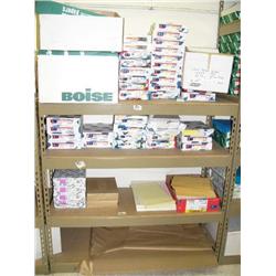 Metal shelf with paper