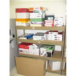 Metal shelf with paper