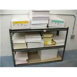 metal shelf with paper