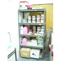 metal shelf with color paper