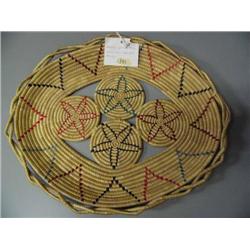 Alaska Native open weave grass basket with dyed seal gut (57)