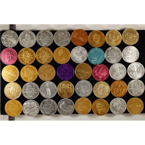 40-ASSORTED ALUMINUM MARDI GRAS TOKENS VARIOUS