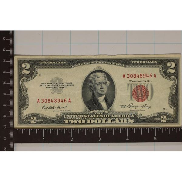 1953 US $2 RED SEAL BILL