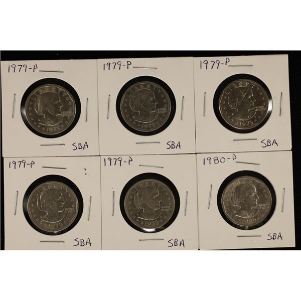 6 SUSAN B. ANTHONY UNC DOLLARS: 5-1979-P AND 1-