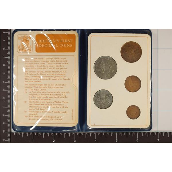 BRITAIN'S FIRST DECIMAL 5 COIN UNC SET IN ORIGINAL