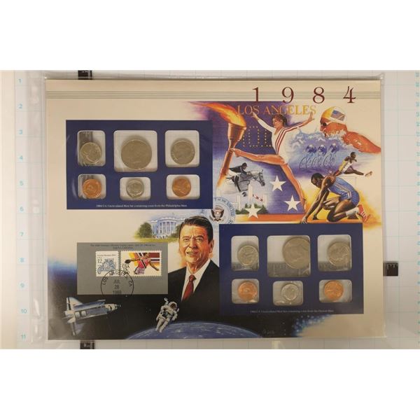 1984 US MINT SET (UNC) P/D ON LARGE INFO CARD